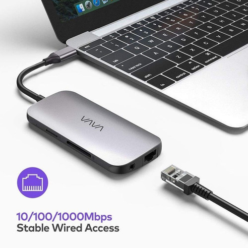 Hub Usb Tipo C Vava 9 Em 1 - Hdmi 4k Usb 3.0 Sd Card Rj45