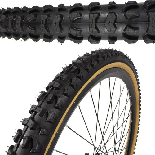 Pneu Kenda K816 Aro 26x1.95 Com Faixa Amarela Com Arame Bike Cor Preto