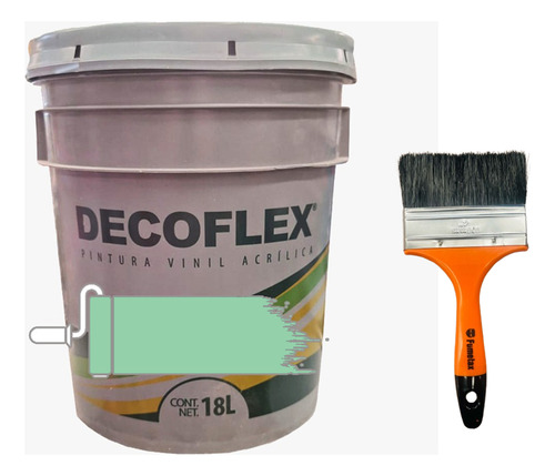 Pintura Vinílica Decoflex Interior Exterior 18lts Con Brocha Azul Celeste Mate