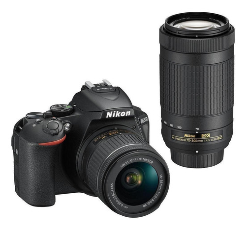  Nikon Kit D5600 + lente AF-P DX 18-55mm VR + lente AF-P DX 70-300mm DSLR color  negro