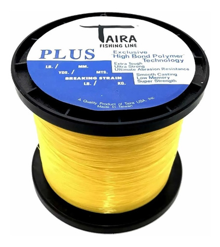 Nylon Taira Plus Amarillo En Bobinas Medidas 0.25/ 0.28/ 0.30/ 0.35/ 0.40/ 0.50