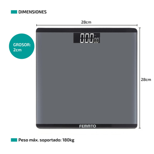 Balanza Digital Baño Personal Corporal Personas 180 Kg Sensor temperatura Femmto