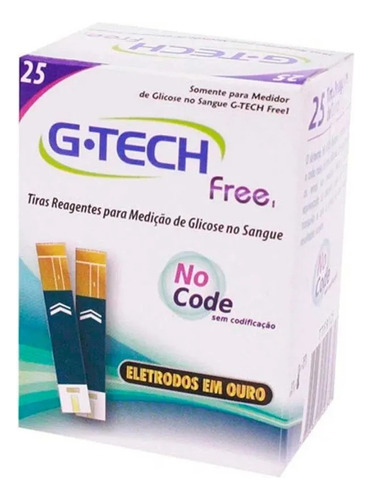 G-tech Free Tiras Reagentes Com 25 Cor Brancp