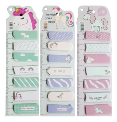 Post-it Pack X3 Unicornios Banderitas 21 Bloques 21x6.5 Cm 