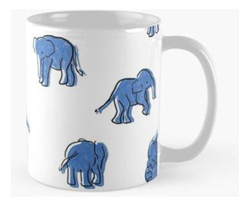 Taza Patrón De Estampado De Elefante Blanco Y Azul Para Niño