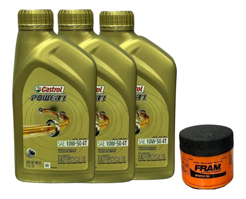 Kit Aceites + Filtro Mt-03 Castrol Full Sint.  10w50 + Envio