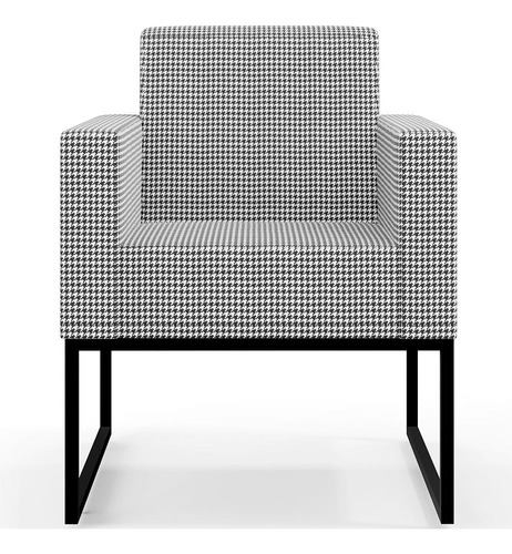 Kit 04 Poltronas Decorativas Sala Base fixa Metal Helô L02 Pied Poule