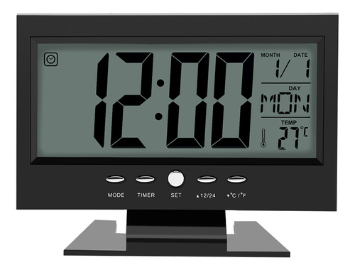 Reloj Despertador De Mesa Con Sensor De Sonido Digital Lcd C