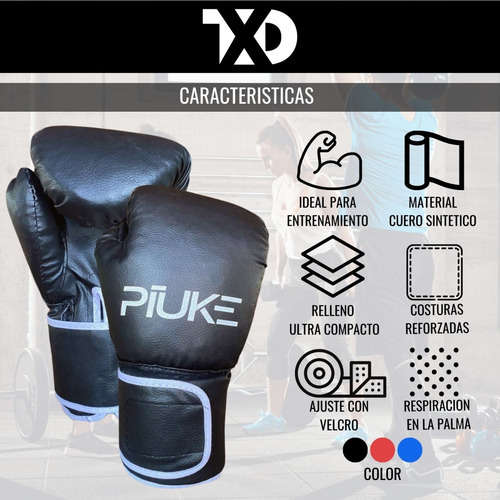 Guante De Boxeo Kick Boxing 8 10 12 14 Oz Box Negro Rojo