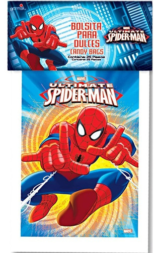 Paquete De 25 Bolsas Para Dulces Spiderman Clasico Original