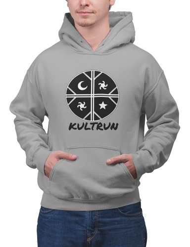 Poleron Unisex Mapuche Kultrun Cultura Monocromatico Estampado Algodon