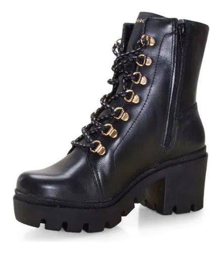 Bota Couro Super Confort Preta Cravo E Canela