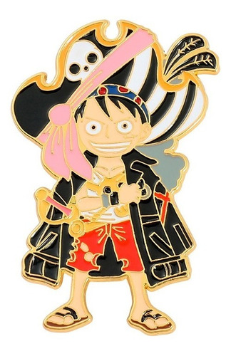 Broche Boton Pin Metalico One Piece Dorado Luffy Wugiwaras