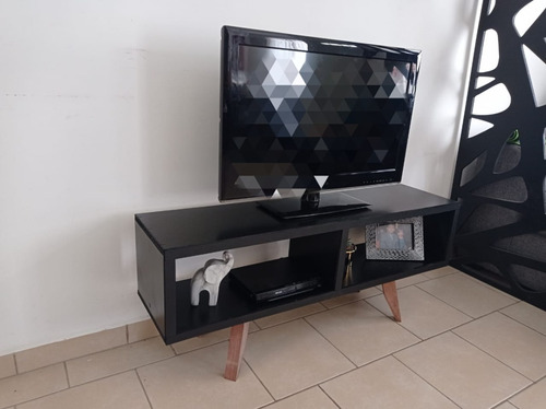 Mueble Para Tv Estilo Nórdico Negro 120 Cm