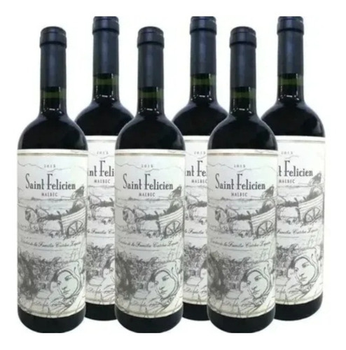 Vinho Argentino Saint Felicien Malbec. Kit Com 6un