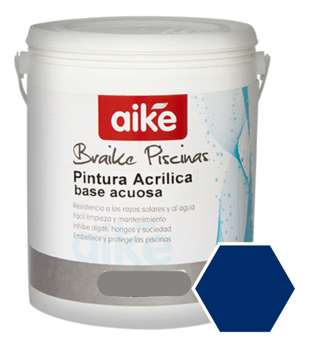 Pintura Pileta Piscinas Al Agua Aike Azul 4 Litros 