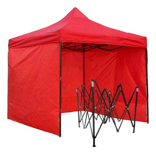 Toldo Plegable 3x3 Con Paredes Lateral Verde,rojo,negre 