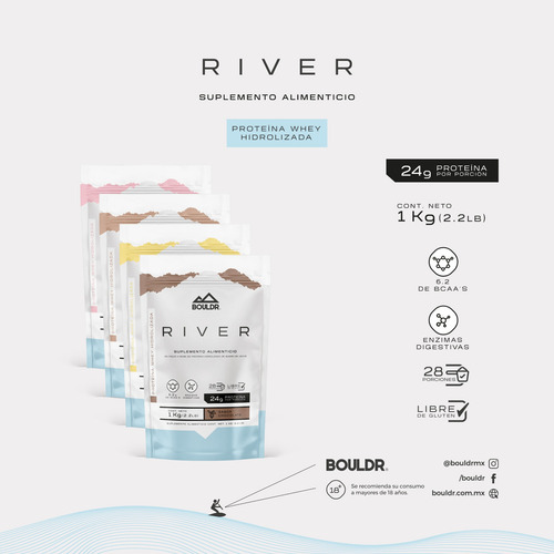 Proteína Whey Hidrolizada River 1 Kg Chocolate Bouldr