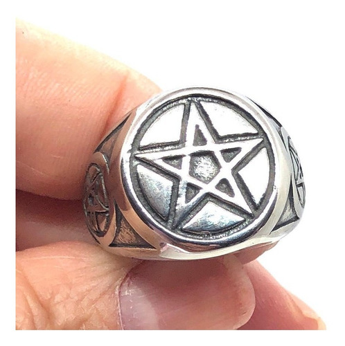 Anel Pentagrama Estrela Cinco Salomão Wicca Celta Aço 316l 2