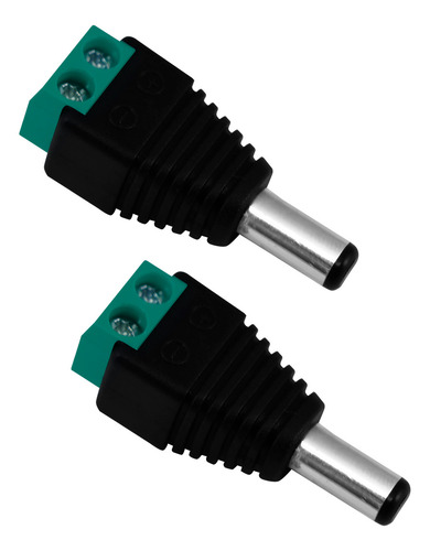 2pz Conector Dc Macho 2.1mm X 5.5mm 12ow, 10a Power Jack Adaptador Cctv Color Negro Diler