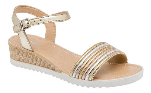 Sandalia Jeans Shoes 32023 Para Mujer Color Oro E4