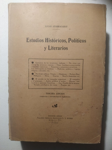 Estudios Históricos Políticos Y Literarios - Ayarragaray  A3