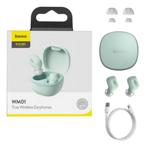 Fone Sem Fio Bluetooth Baseus Encok Wm01 Touch - Original+nf Cor Verde