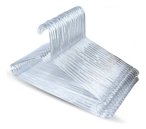 Kit 50 Cabides Acrilico Adulto Reforçado Cor Transparente