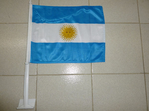 Bandera De Argentina Para Carro 40 X 30 Con Asta