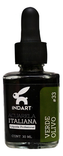 Acuarela Liquida Indart 30ml Concentrada Color Color Verde Olivo 33