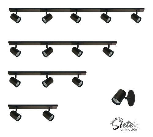 Imagen 2 de 5 de 2x Barral Aplique Riel 3 Luces Gu10 Led Minimalista