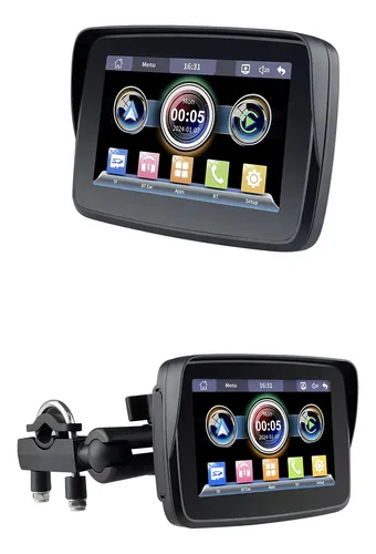 comprar Navegador Gps Moto Central Multimidia Carplay Android Auto Cor Preto Mapas Pré-carregados Incluídos Globo