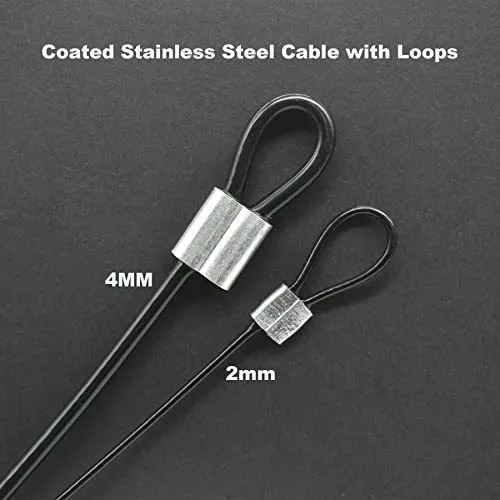 10 Pcs 2Mm Vinyl Coated Stainless Steel Cable with Loops Short Wire Rope