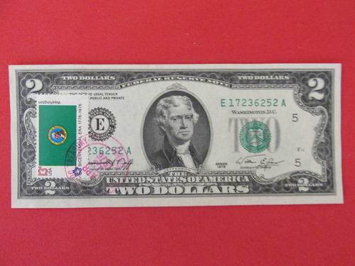 Antiguo Billete 2 Dolares Estados Unidos 1796 - 1976 Escaso