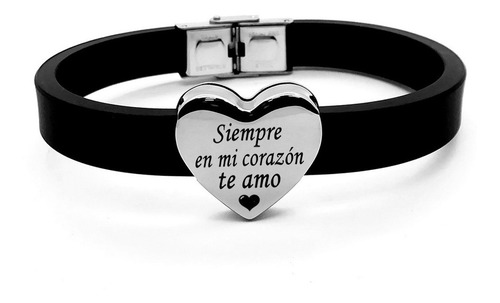 Imagen 3 de 10 de Pulsera Acero Corazón Grabado Láser Personalizado 1108