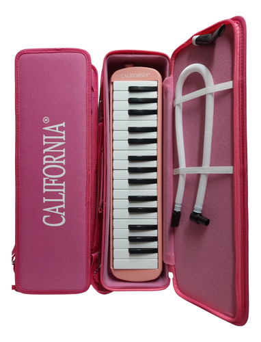 Flauta Melodica California 32 Teclas Rosado Con Estuche Rígi