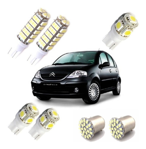 Kit Led Citroen C3 Lampadas Placa Teto Ré Sinaleira Torpedo