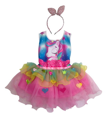 Vestido Disfraz Bebé Niña Unicornio Fiesta Cumpleaños Rosa Bonito Tutu