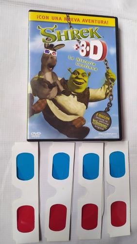 Shrek+3-d La Historia Continua Película Dvd Con 4 Lentes 3-d