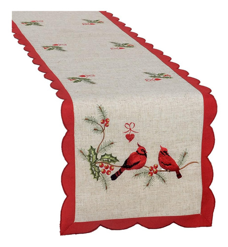 Grelucgo Grande Bordado Navidad Cardenal Rojo Pájaro Corredo