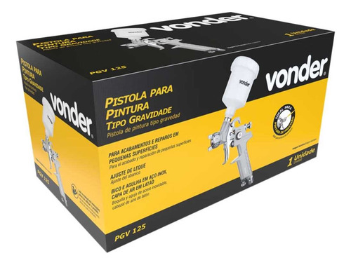 Pistola De Pintura Tipo Gravidade Bico 0,8mm Pgv 125 Vonder