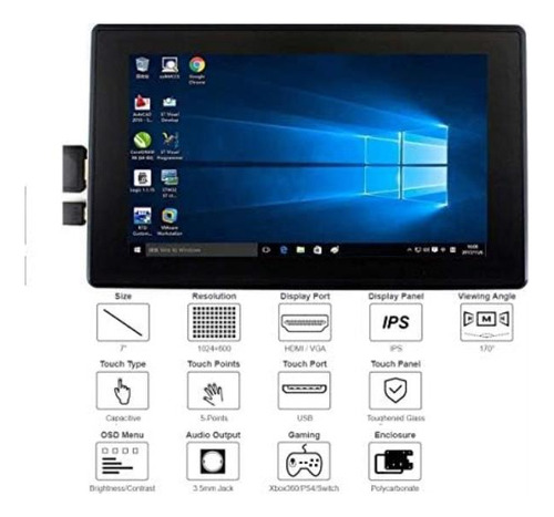 Waveshare 7 Pulgadas Hdmi Lcd (h) (con Estuche) 1024x600 Par