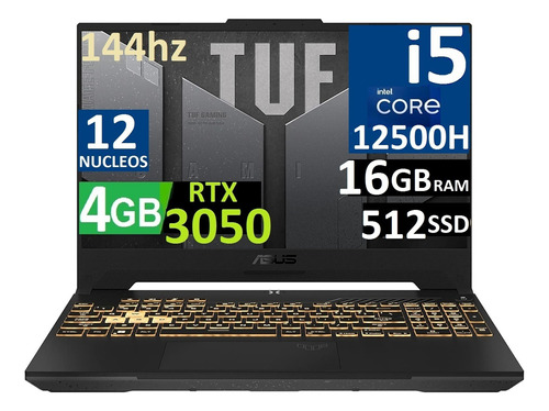Laptop Asus Tuf F15 144hz Ci5-12500h 16gb 512ssd Rtx3050 4gb Color Negro