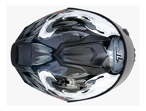 Imagen 3 de 9 de Casco Moto Taff Kroon Shadow Certificado Mica Humo Negro