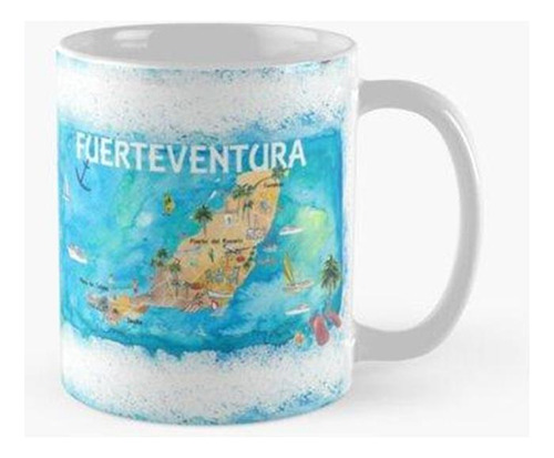 Taza Fuerteventura Canarias España Mapa Ilustrado Con Monume