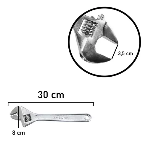 chave Inglesa 12 polegadas 300 mm 30 Cm Abertura 3,5cm Em Aço