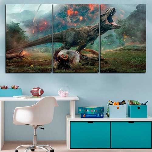 Cuadros Tripticos Modernos Jurassic World (60x30 Cm)