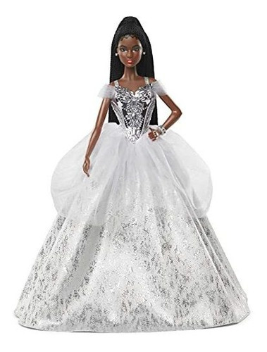 Barbie Signature 2021 Holiday Doll Con Vestido Plateado