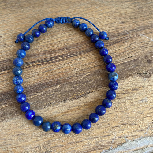 Pulsera Ajustable Lapislázuli Natural Amuleto Poder 5 Mm