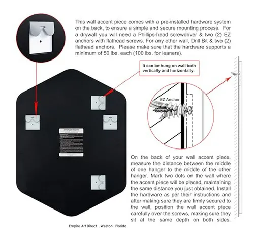 Espejo De Pared Hexagonal Sin Marco, Biselado, Acabado Negro